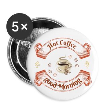 Hot Coffee Good Morning - Buttons klein 25 mm (5er Pack) - Weiß - Vorne