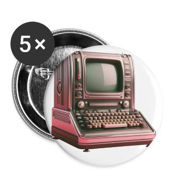 Vieux des années 1950 informatique futurisme rétro vintage - Lot de 5 petits badges (25 mm) - blanc - Devant