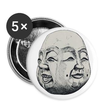 Buddha Head Four Faces Joy Contentment - Buttons small 1''/25 mm (5-pack) - white - Front