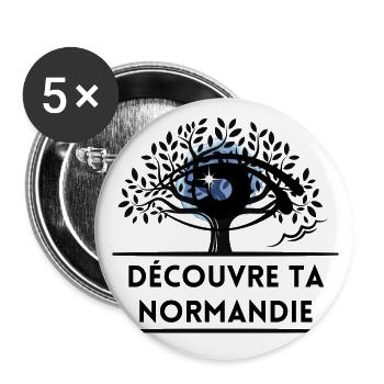 Découvre ta Normandie - Lot de 5 petits badges (25 mm) - blanc - Devant