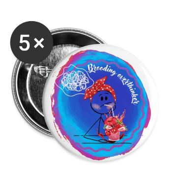 Grübelnder Überdenker mit Saftglas - Buttons klein 25 mm (5er Pack) - Weiß - Vorne