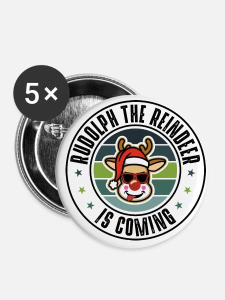 Rudolph - Buttons klein 25 mm (5er Pack) - Weiß