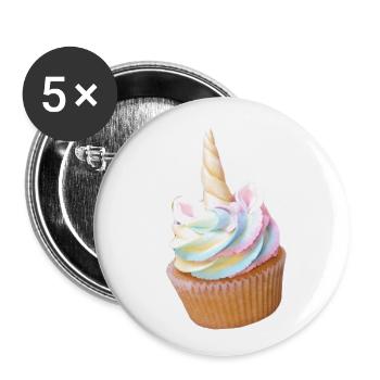 Gâteau à la Licorne - Lot de 5 petits badges (25 mm) - blanc - Devant
