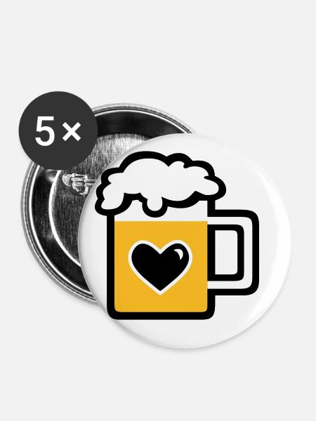 Mass Bier - Buttons klein 25 mm (5er Pack) - Weiß