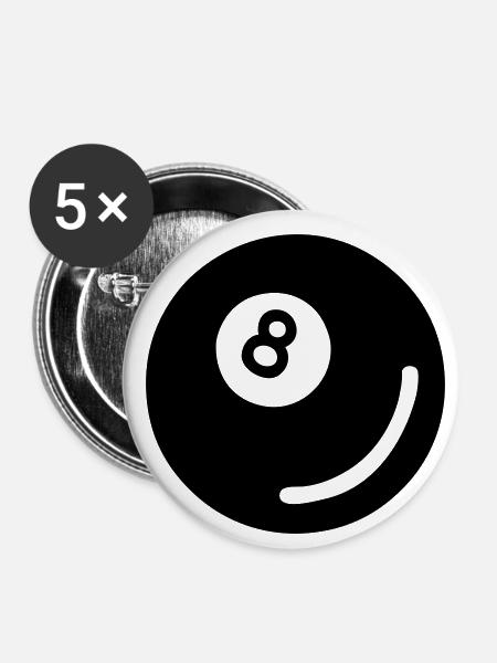 Billardkugel 01 - Buttons klein 25 mm (5er Pack) - Weiß