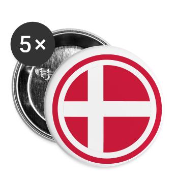 Emblème du Danemark - Lot de 5 petits badges (25 mm) - blanc - Devant