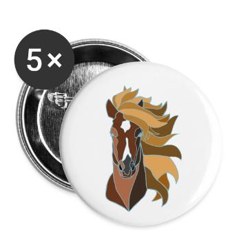 cheval - Lot de 5 petits badges (25 mm) - blanc - Devant