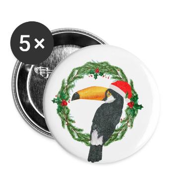 Cool funny merry Christmas Toucan bird present - Buttons klein 25 mm (5er Pack) - Weiß - Vorne
