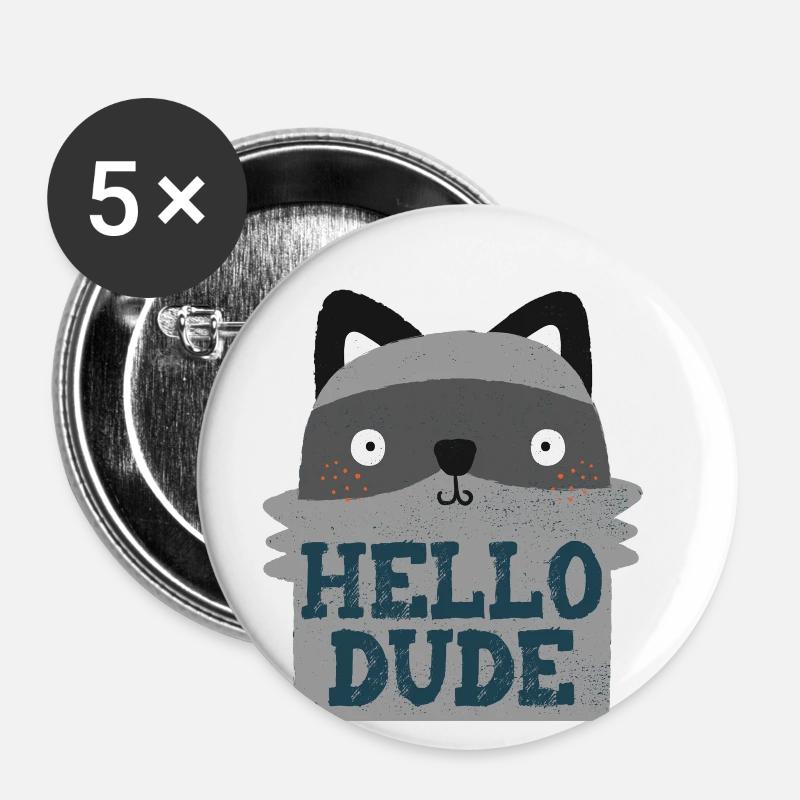 HELLO DUDE - Buttons small 1''/25 mm (5-pack) - white