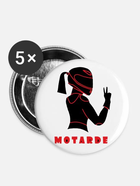 Biker - Buttons klein 25 mm (5er Pack) - Weiß