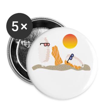 Sushi im Sommer am Strand - Buttons klein 25 mm (5er Pack) - Weiß - Vorne