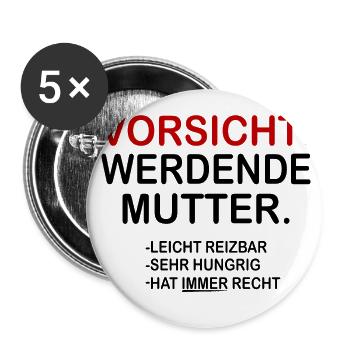 Vorsicht! Werdende Mutter. - Buttons klein 25 mm (5er Pack) - Weiß - Vorne