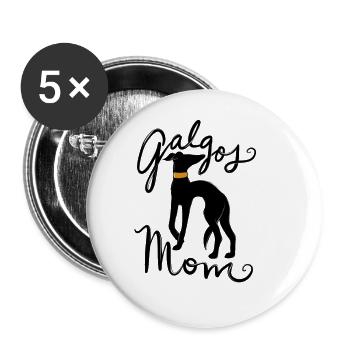 Galgos Mama - Buttons klein 25 mm (5er Pack) - Weiß - Vorne