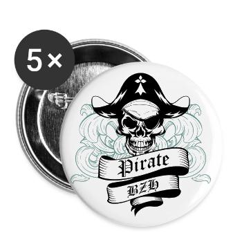 Pirate BZH - Buttons small 1''/25 mm (5-pack) - white - Front
