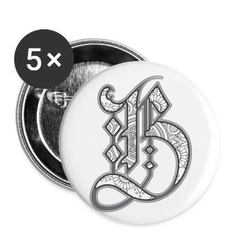 letter b - Buttons klein 25 mm (5er Pack) - Weiß - Vorne