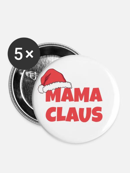 Mama Claus - Buttons klein 25 mm (5er Pack) - Weiß