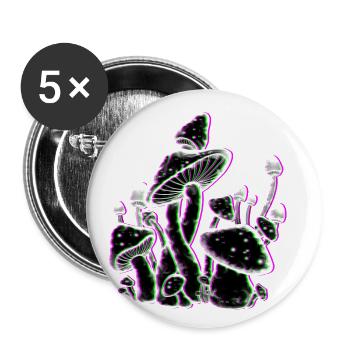 Mushrooms "Glitch" Effect - Buttons small 1''/25 mm (5-pack) - white - Front