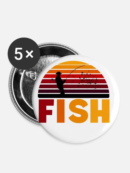 FISH - Buttons klein 25 mm (5er Pack) - Weiß