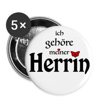 Herrin Domina Sklave Spruch - Buttons klein 25 mm (5er Pack) - Weiß - Vorne