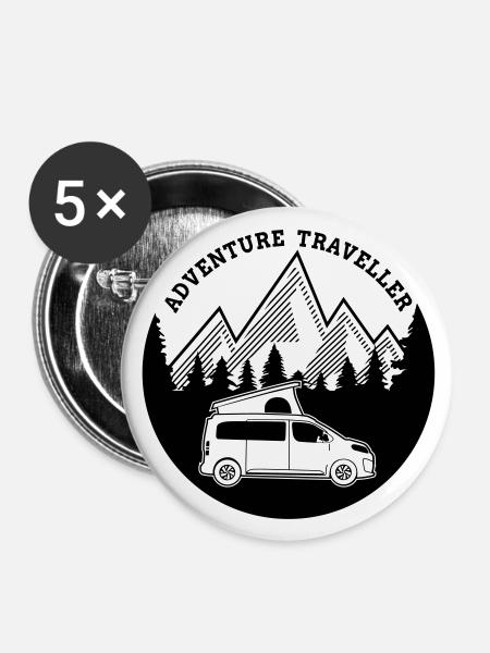 Adventure Traveller Campster Van - Buttons small 1''/25 mm (5-pack) - white