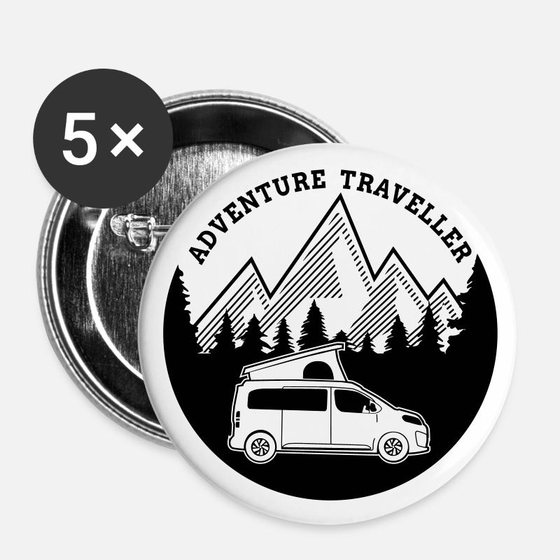 Adventure Traveller Campster Van - Buttons small 1''/25 mm (5-pack) - white