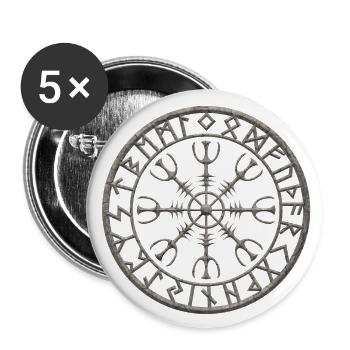 WIKINGER SYMBOL - Buttons klein 25 mm (5er Pack) - Weiß - Vorne