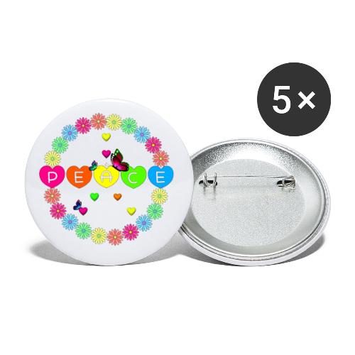 Peace Flower Power - Buttons klein 25 mm (5er Pack)