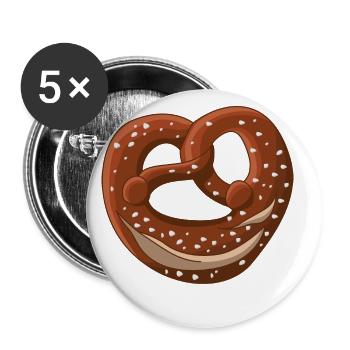 Bavarian pretzel - Buttons small 1''/25 mm (5-pack) - white - Front
