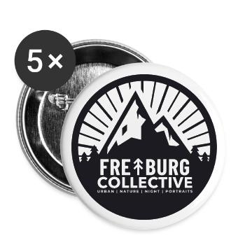 Freiburg Collective (Logo Schwarz) - Buttons klein 25 mm (5er Pack) - Weiß - Vorne