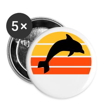 Jumping dolphin in front of a divided half sun - Buttons small 1''/25 mm (5-pack) - white - Front