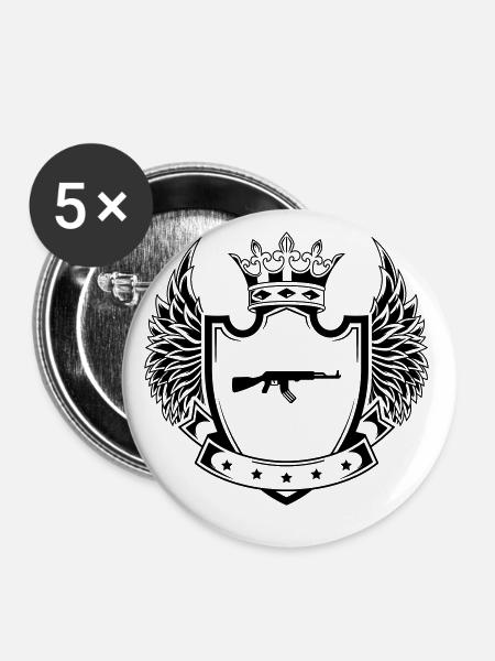 Gewehr icon wappen - Buttons klein 25 mm (5er Pack) - Weiß
