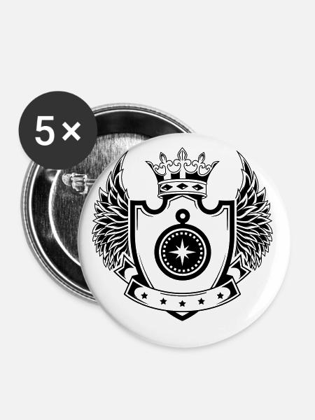 Kompass schild - Buttons klein 25 mm (5er Pack) - Weiß