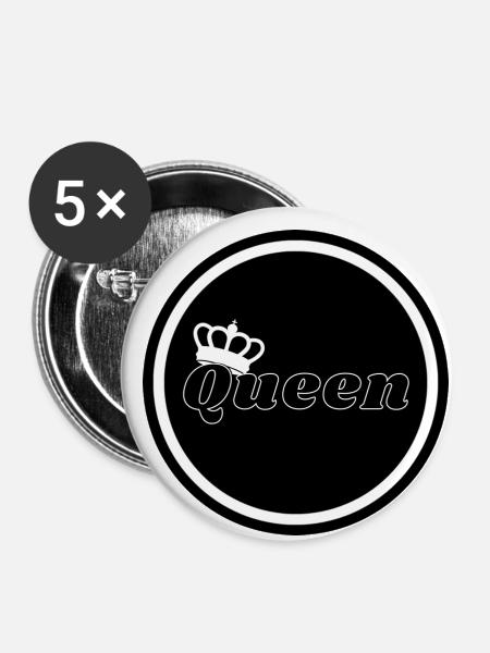 Queen - Buttons klein 25 mm (5er Pack) - Weiß