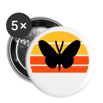 Papillon devant un demi-soleil - Lot de 5 petits badges (25 mm) - blanc - Devant