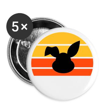 Tête de lapin avec oreille pliée devant un demi-soleil - Lot de 5 petits badges (25 mm) - blanc - Devant