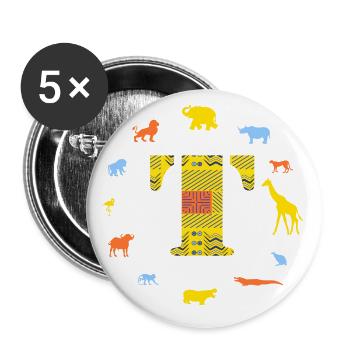 afrique t - Lot de 5 petits badges (25 mm) - blanc - Devant