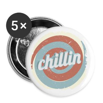 Lässiges Chillin T-Shirt - Buttons klein 25 mm (5er Pack) - Weiß - Vorne