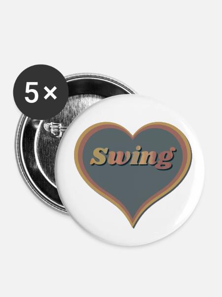 Swing Herz - Buttons klein 25 mm (5er Pack) - Weiß