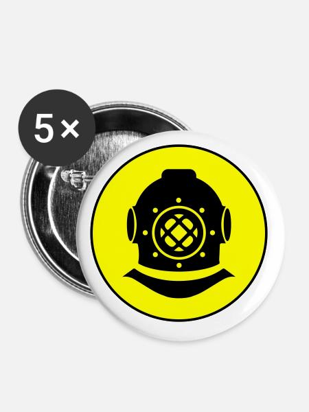 Apnoe Tauchen Kreis - Buttons klein 25 mm (5er Pack) - Weiß