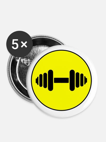 Hantel gewichte icon - Buttons klein 25 mm (5er Pack) - Weiß