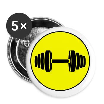 Cercle de poids d’haltères - Lot de 5 petits badges (25 mm) - blanc - Devant