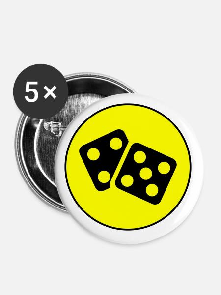 Würfel Casino Kreis - Buttons klein 25 mm (5er Pack) - Weiß