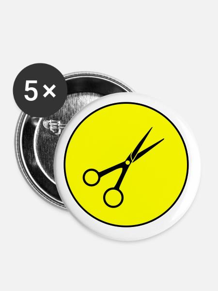 Schere Barber Kreis - Buttons klein 25 mm (5er Pack) - Weiß