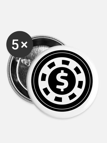 Poker Chip Kreis - Buttons klein 25 mm (5er Pack) - Weiß
