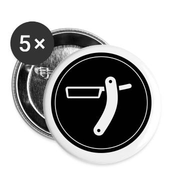 Cercle de barbier à raser - Lot de 5 petits badges (25 mm) - blanc - Devant