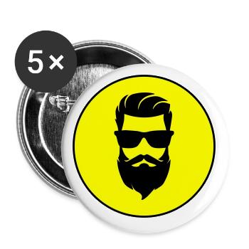 Symbole de barbe du visage - Lot de 5 petits badges (25 mm) - blanc - Devant