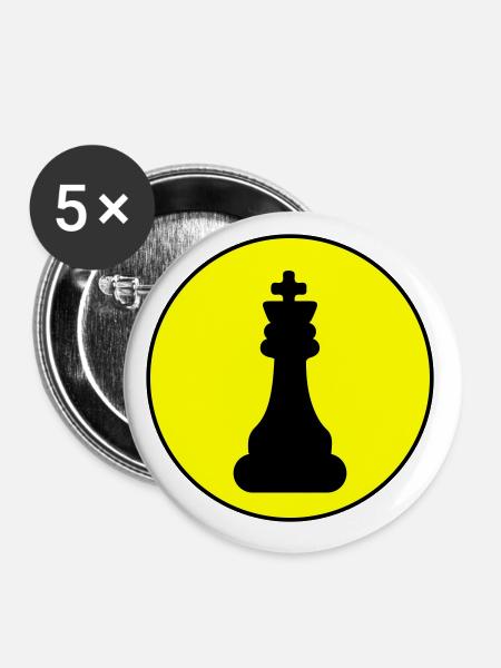 Schachfigur König - Buttons klein 25 mm (5er Pack) - Weiß