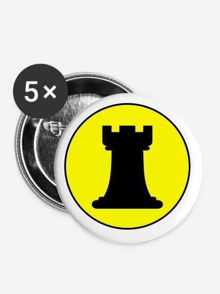 Schachfigur Turm - Buttons klein 25 mm (5er Pack) - Weiß
