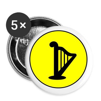Harp symbol - Buttons small 1''/25 mm (5-pack) - white - Front