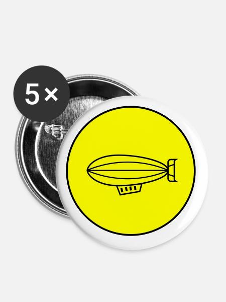 Zeppelin Icon Symbol - Buttons klein 25 mm (5er Pack) - Weiß